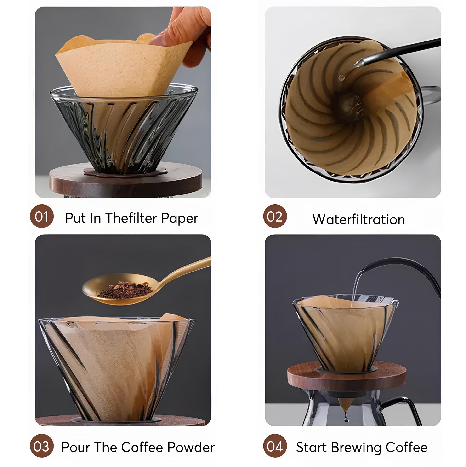 Coffee Brewing V60 Set with Walnut Wood Holder and Sharing Pot - Lastaforest