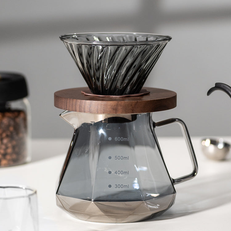 Coffee Brewing V60 Set with Walnut Wood Holder and Sharing Pot - Lastaforest