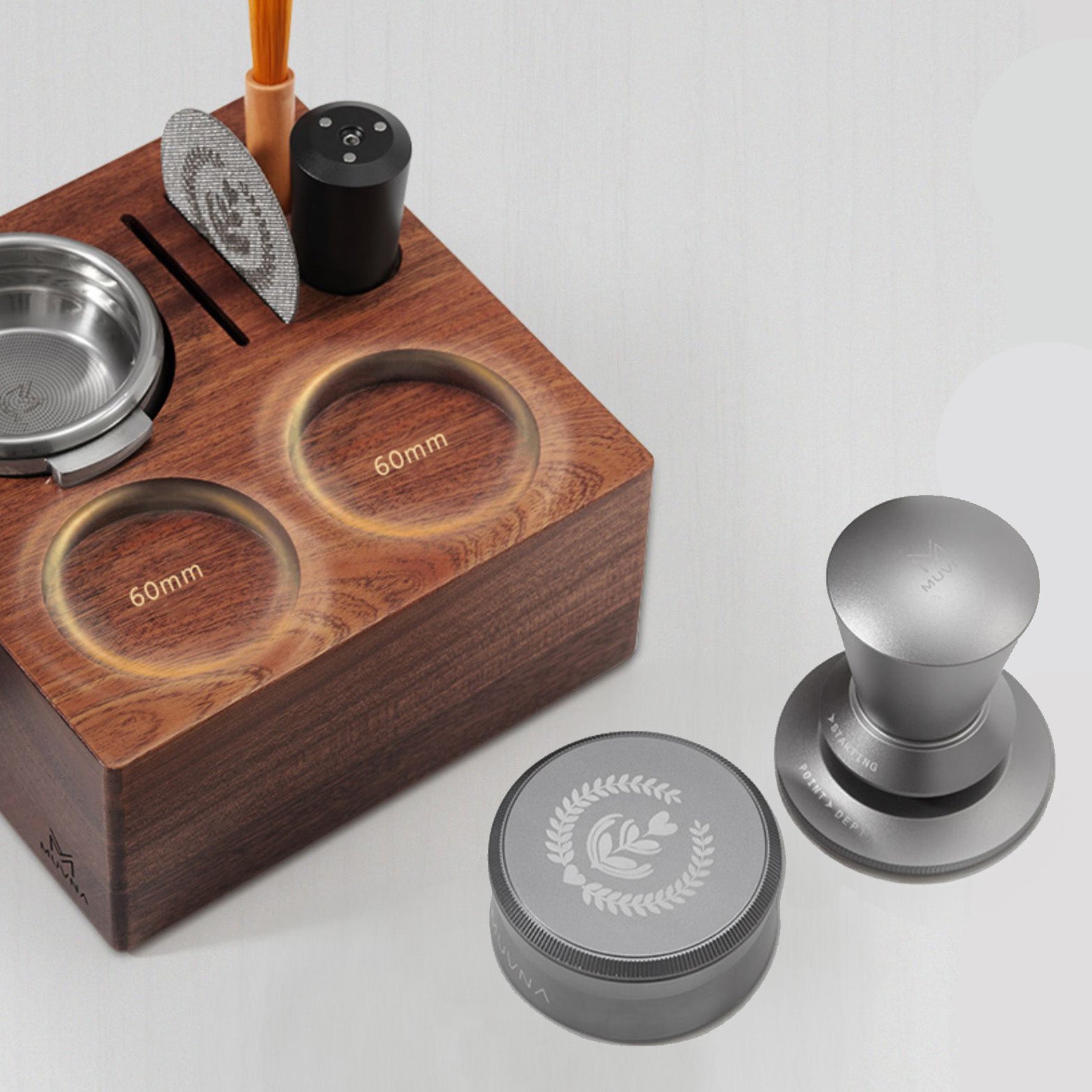 Espresso Tamper Station Wooden Coffee Tamper Holder Base  - MUVNA - Lastaforest