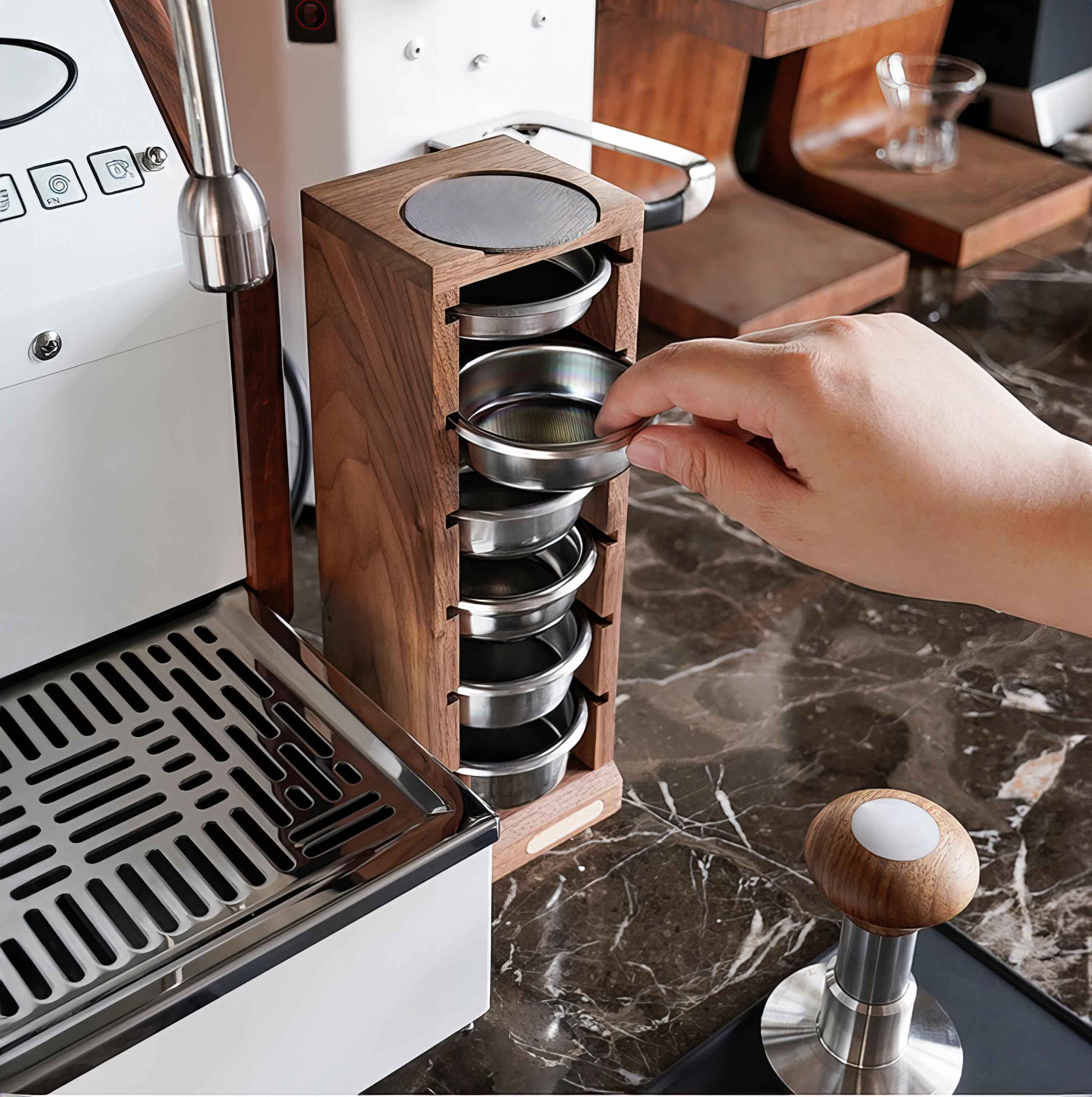 Wooden Espresso Filter Baskets Storage Lastaforest