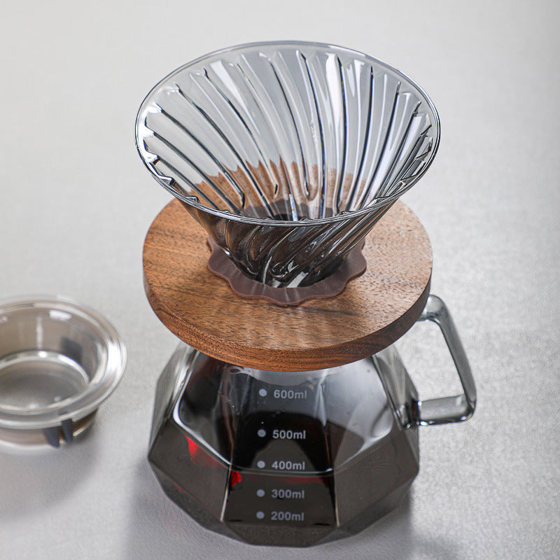 Coffee Brewing V60 Set with Walnut Wood Holder and Sharing Pot - Lastaforest