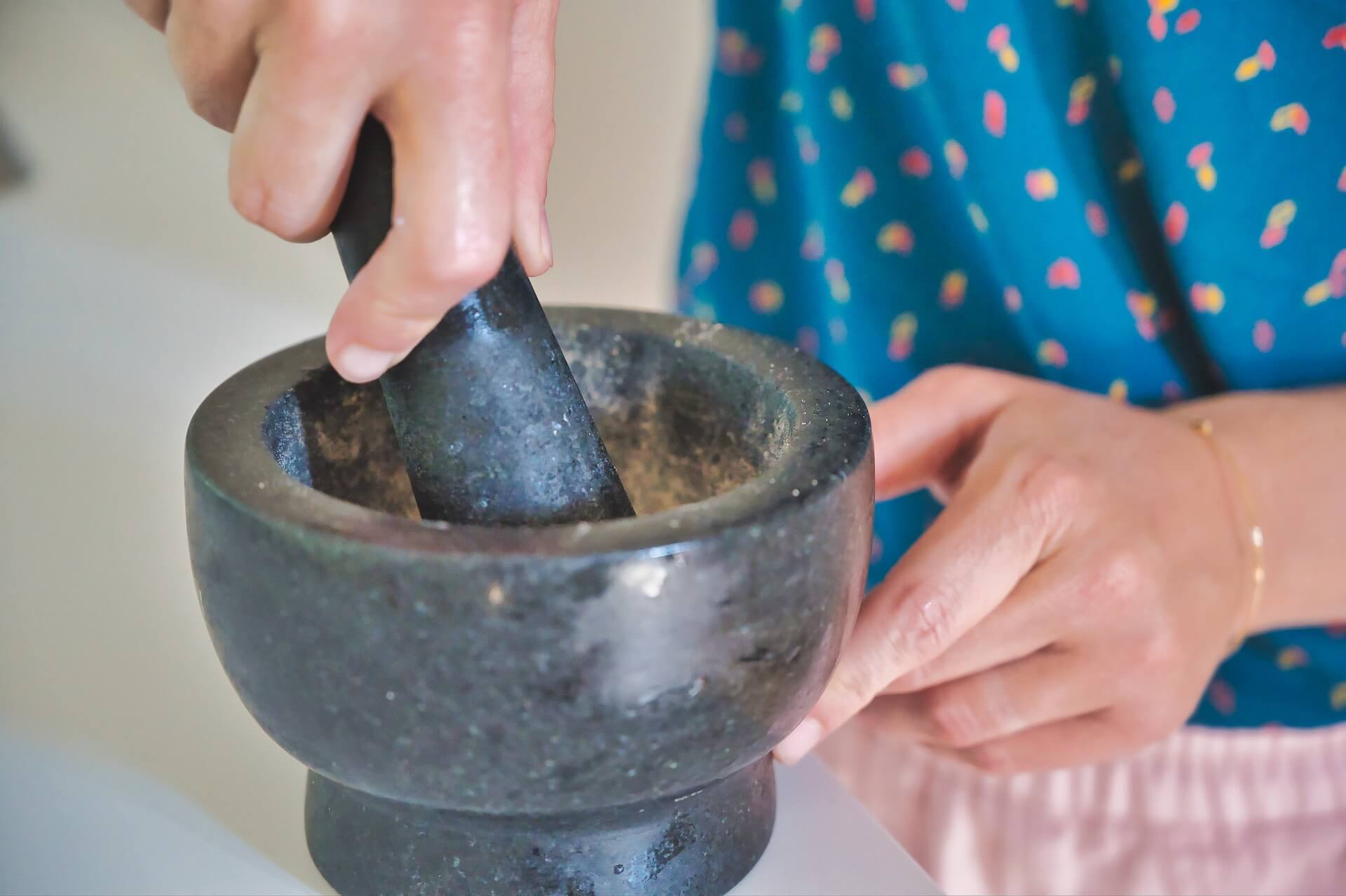 Grinding Coffee in a Mortar and Pestle