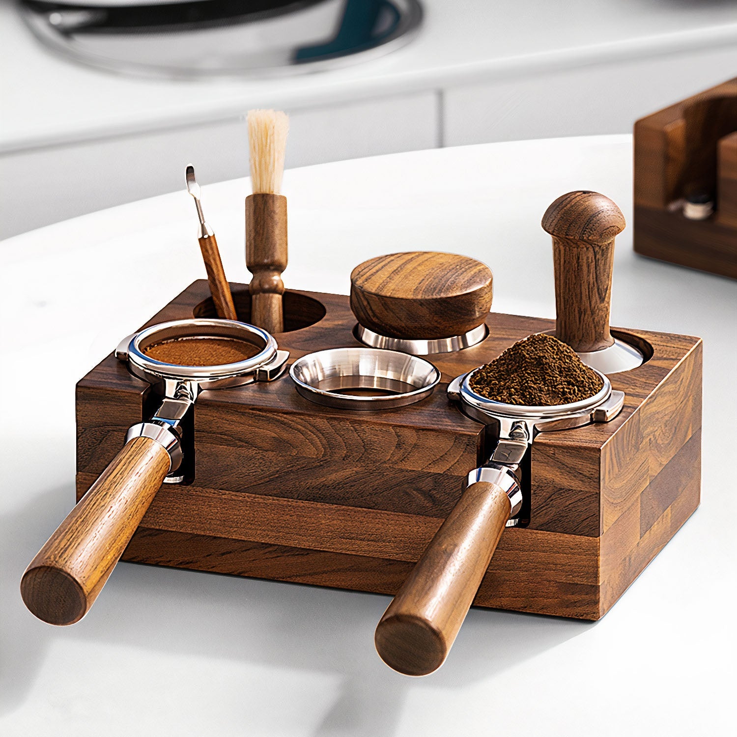 Walnut Organizer Box For Barista - Thumbnail 3