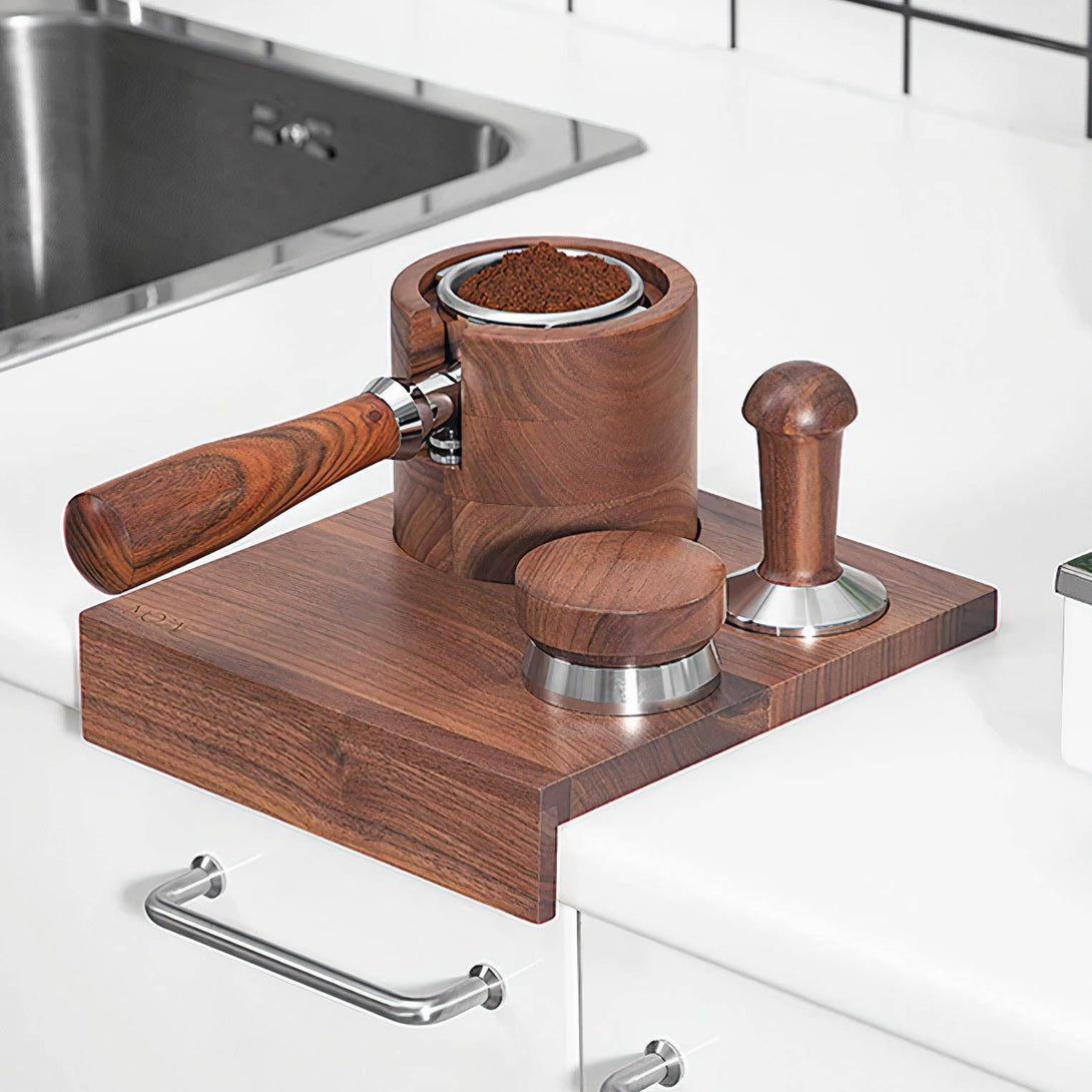 Walnut Handle Adjustable Depth Espresso Coffee Distributor