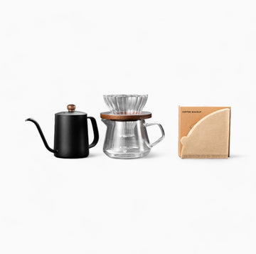 Complete Pour Over Set Brew Includes Coffee Pot, Manual Grinder