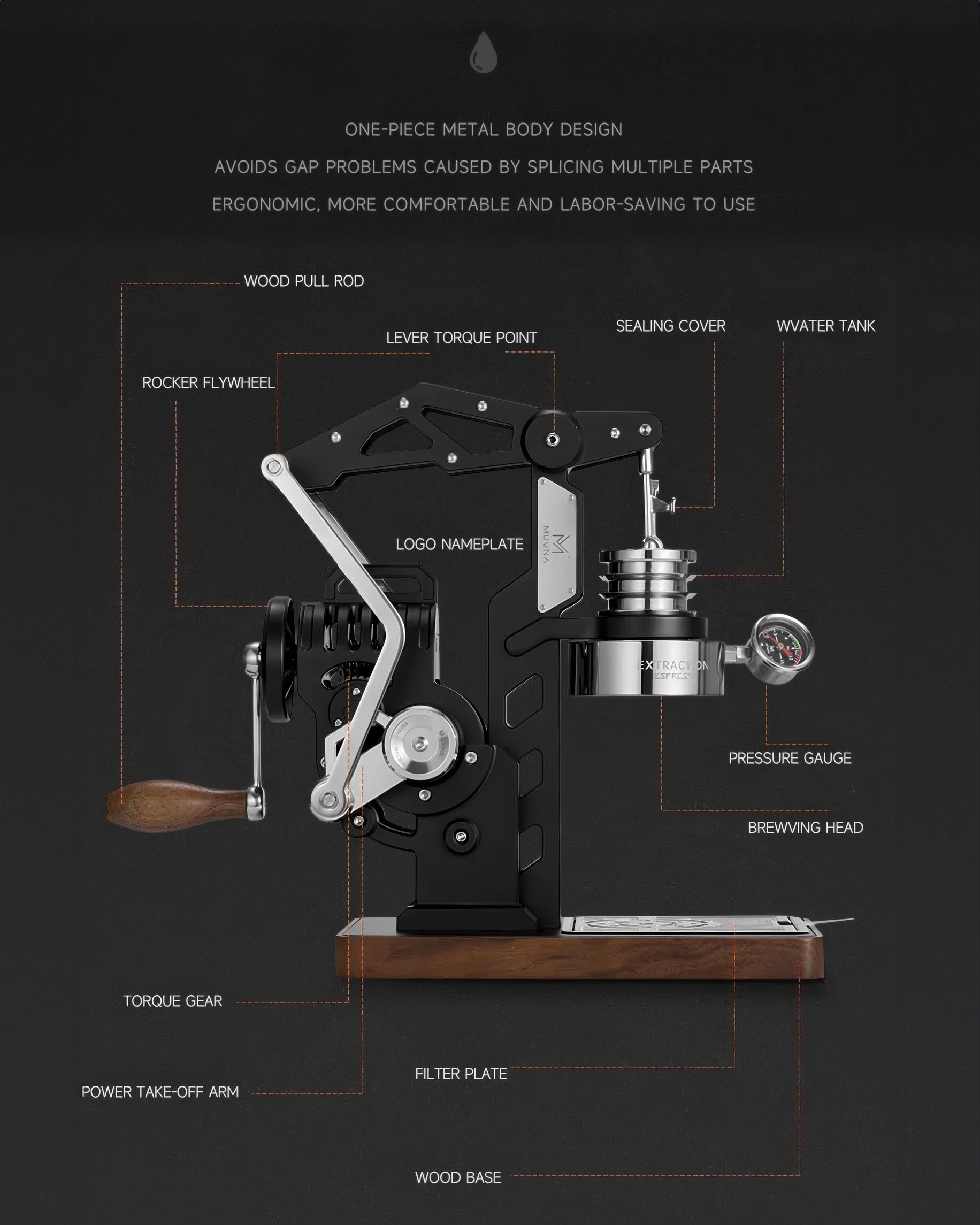 Mach M8 Hand Crank Espresso Machine - MUVNA - Lastaforest