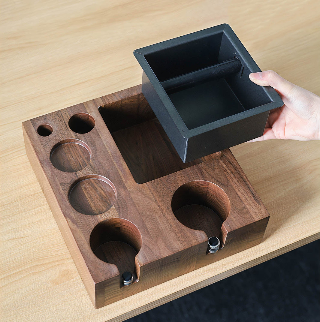 Barista Coffee Tamper Station with Knock Box