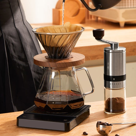 Coffee Brewing V60 Set with Walnut Wood Holder and Sharing Pot