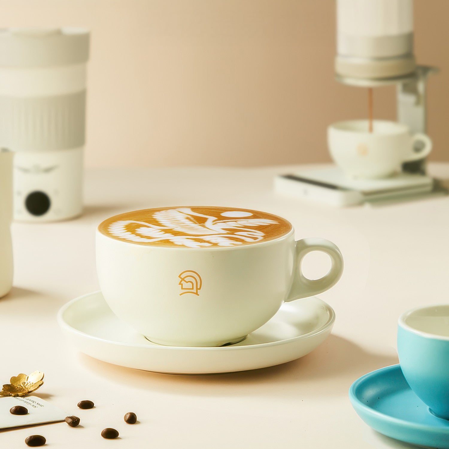 Keramik-Kaffeetasse mit Untertasse Set