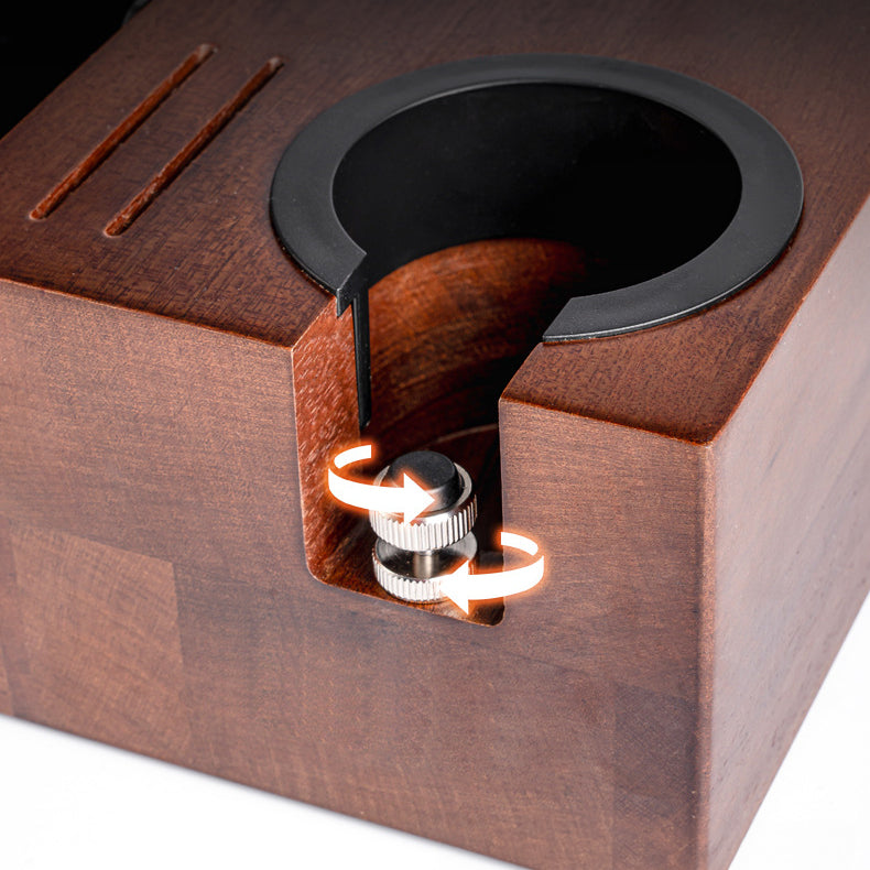 Solid Wood Coffee Tamper Station with Integrated Grounds Box - Lastaforest