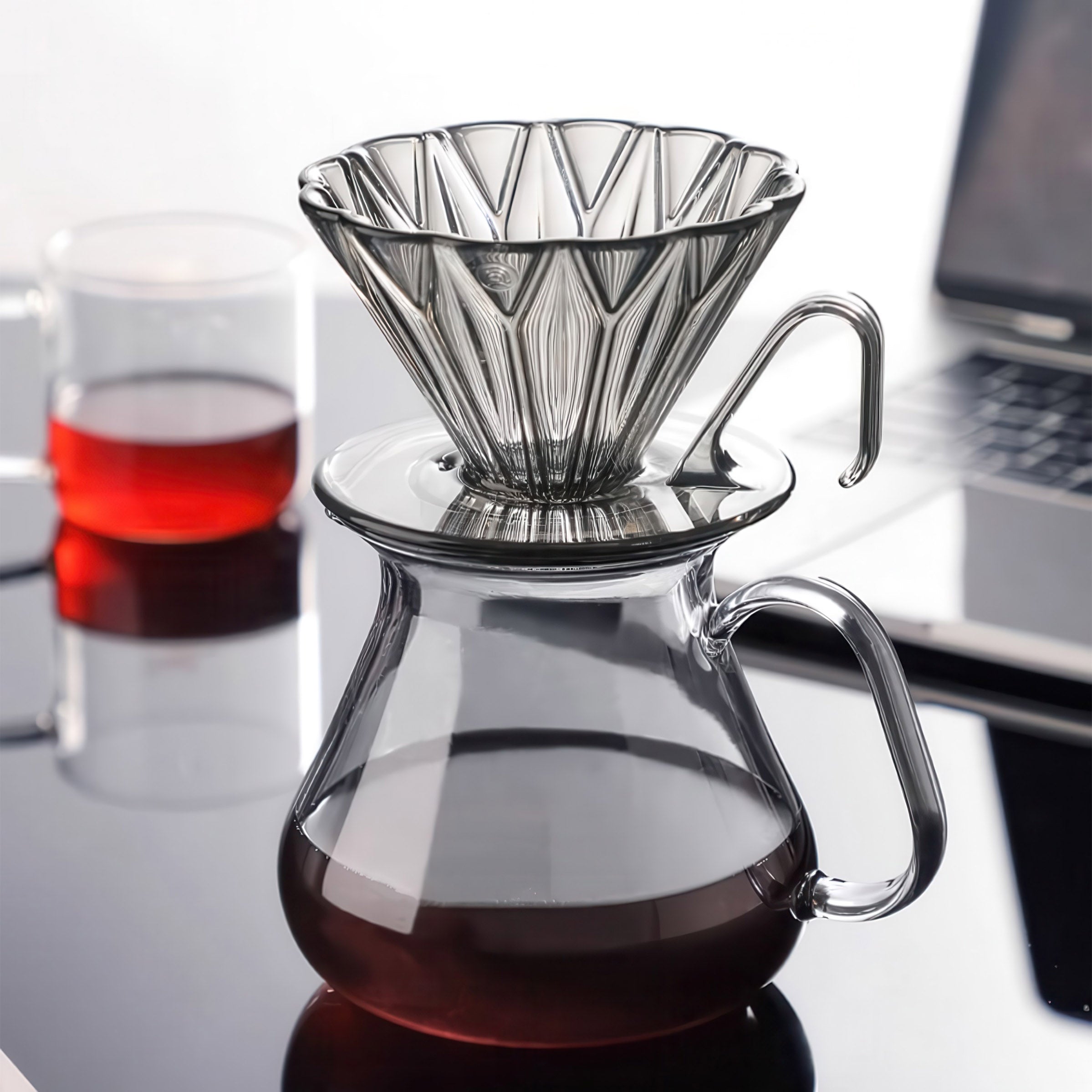 Kaffeefilter mit Prisma-Form und Diamantmuster