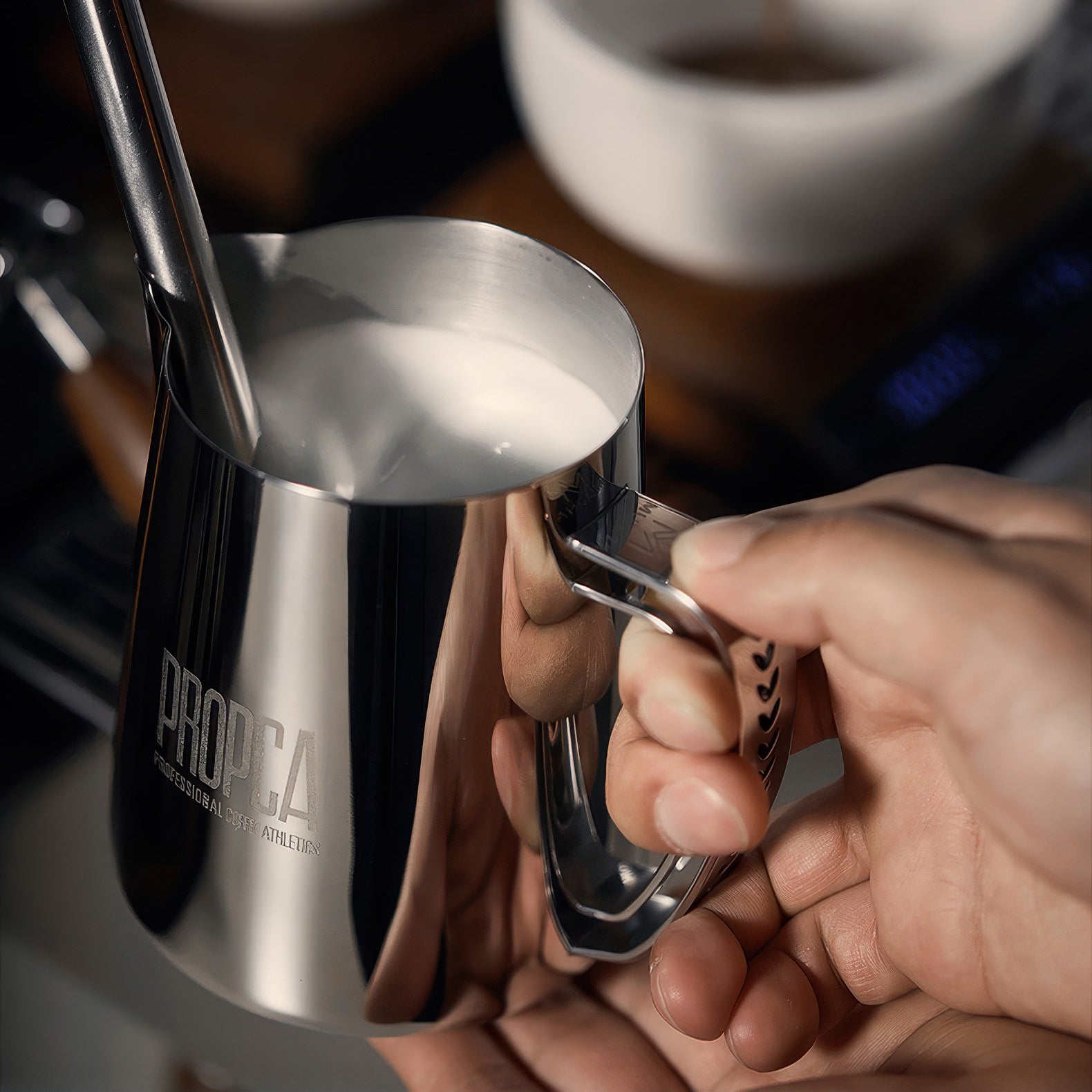 Double Wing Latte Art Pitcher Professional Milk Frothing Cup - Thumbnail 2