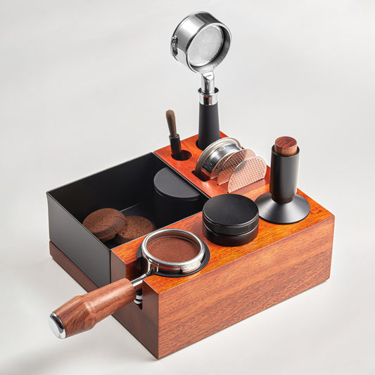 Solid Wood Coffee Tamping Station