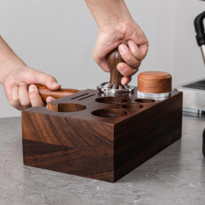 Walnut Coffee Tamper Station for Barista