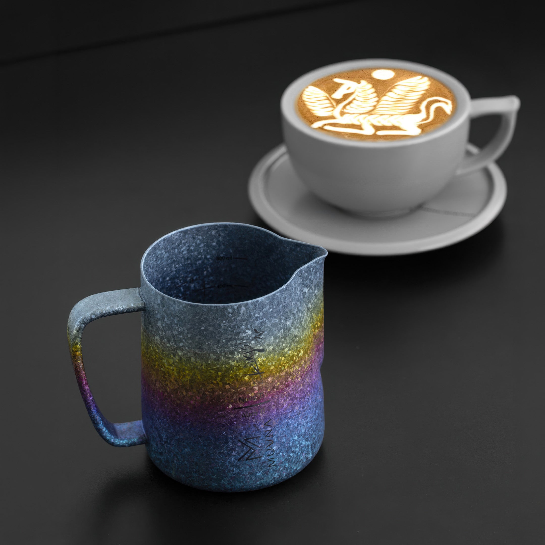 Aurora Titanium Latte Pitcher — Lightweight Precision | Lastaforest