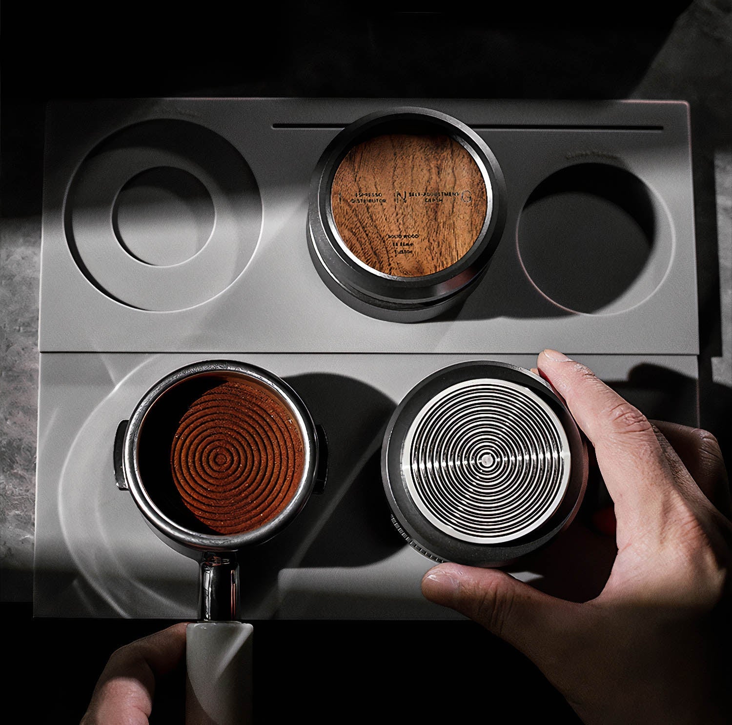 Espresso Gravity Tamper and Distributor with Wooden Lid - MUVNA - Lastaforest