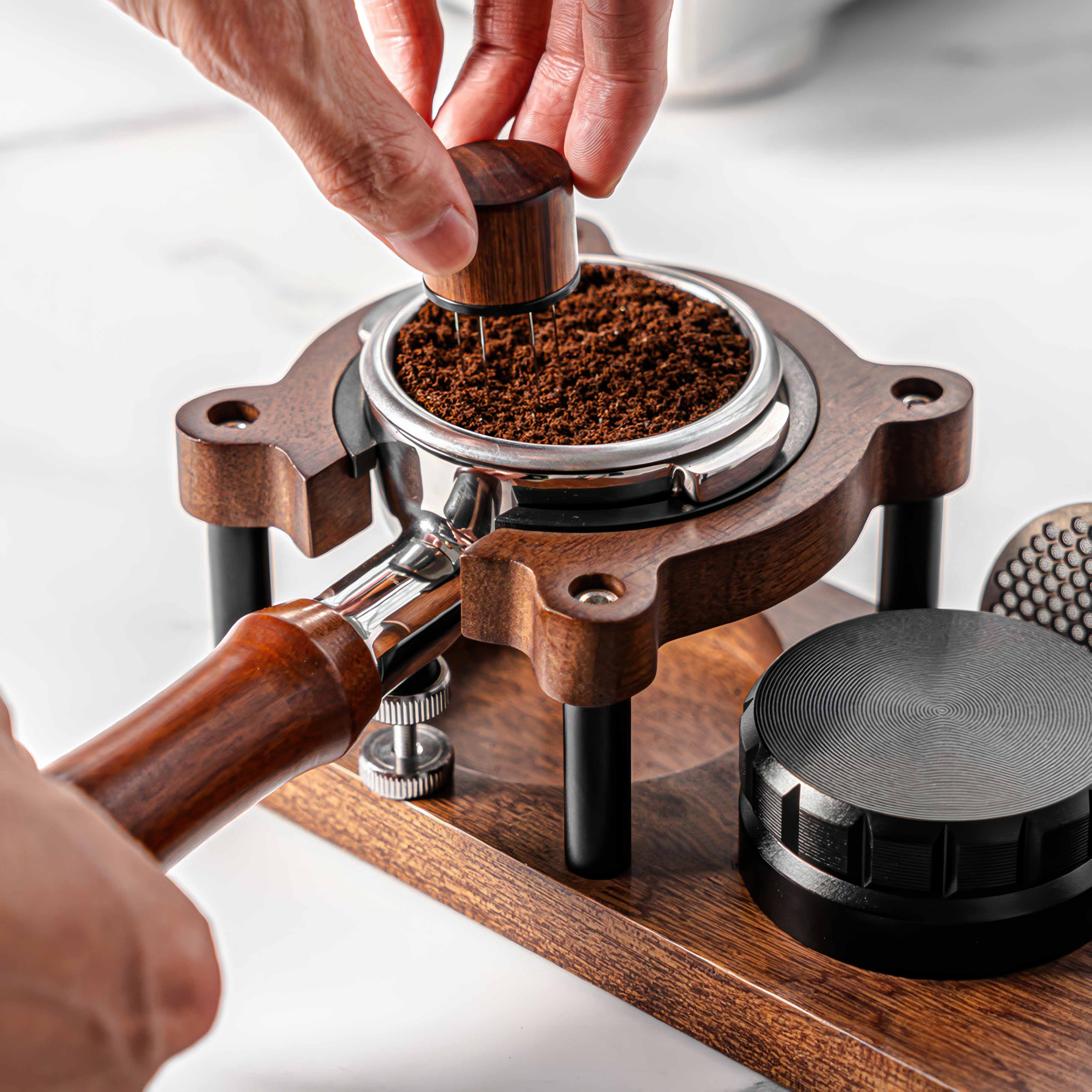 Coffee Solid Wood Tamper Holder Adjustable - Lastaforest