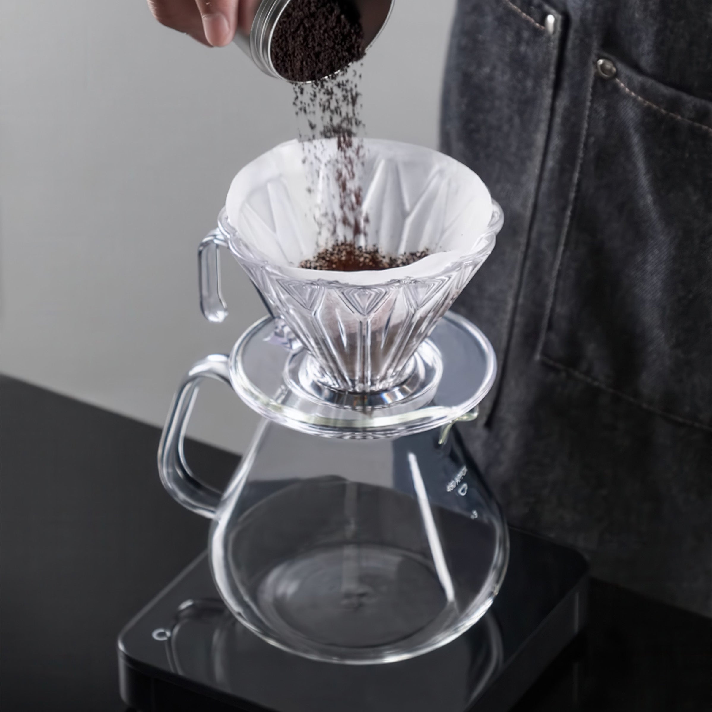 Kaffeefilter mit Prisma-Form und Diamantmuster