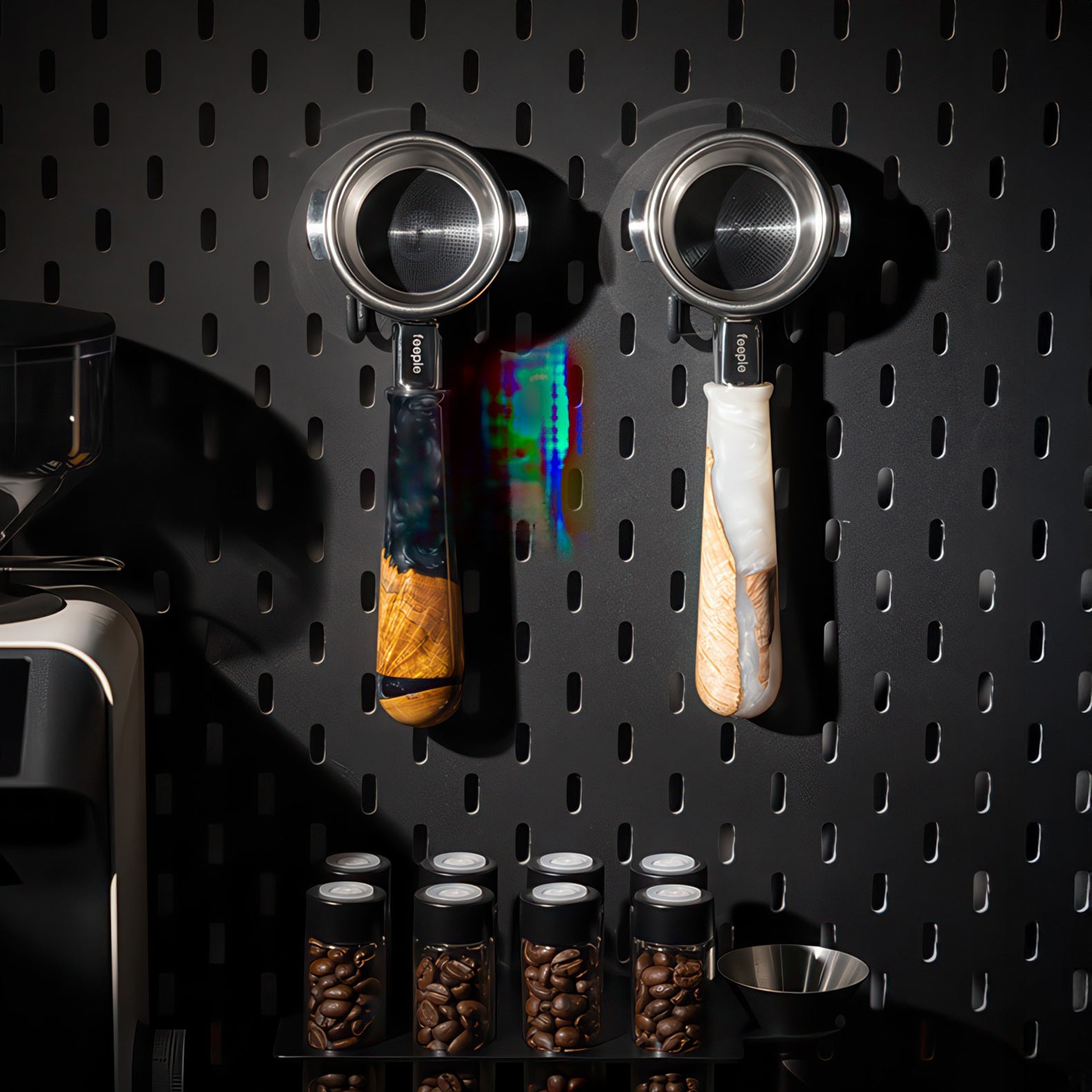 Bottomless 58mm Portafilter Walnut Resin Handle | Lastaforest