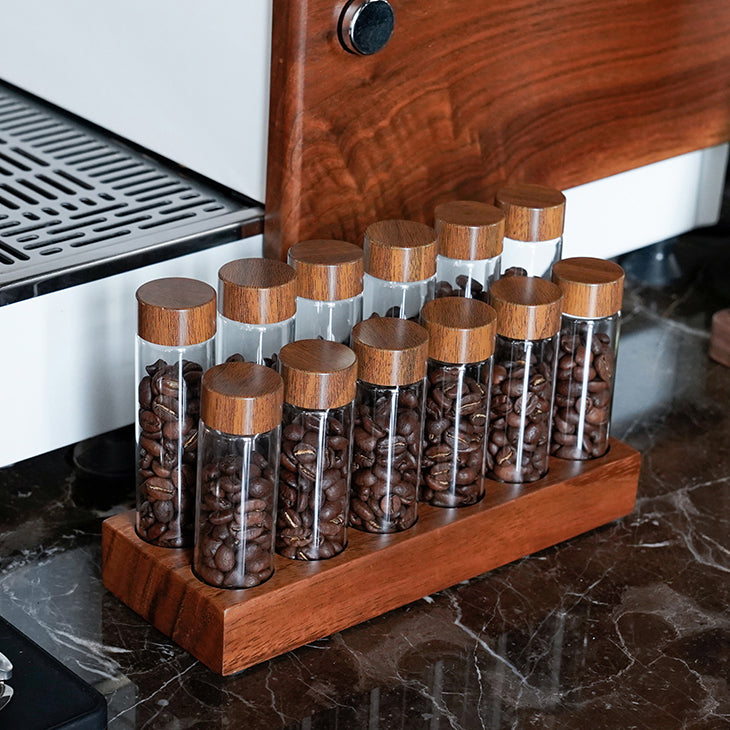 Coffee Beans Storage Container Tube Glass Display Rack - Lastaforest