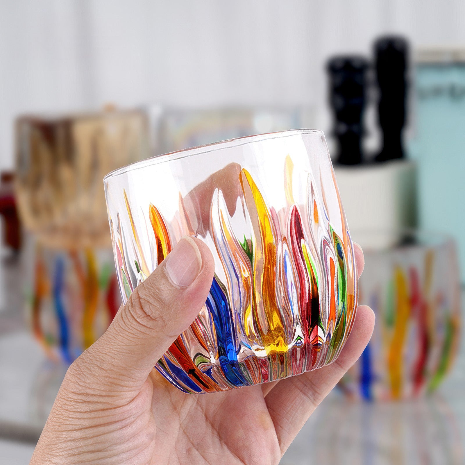 Flame Crystal Cut Glass Coffee Cup - Thumbnail 4