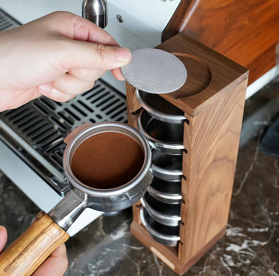 Wooden Espresso Filter Baskets Storage