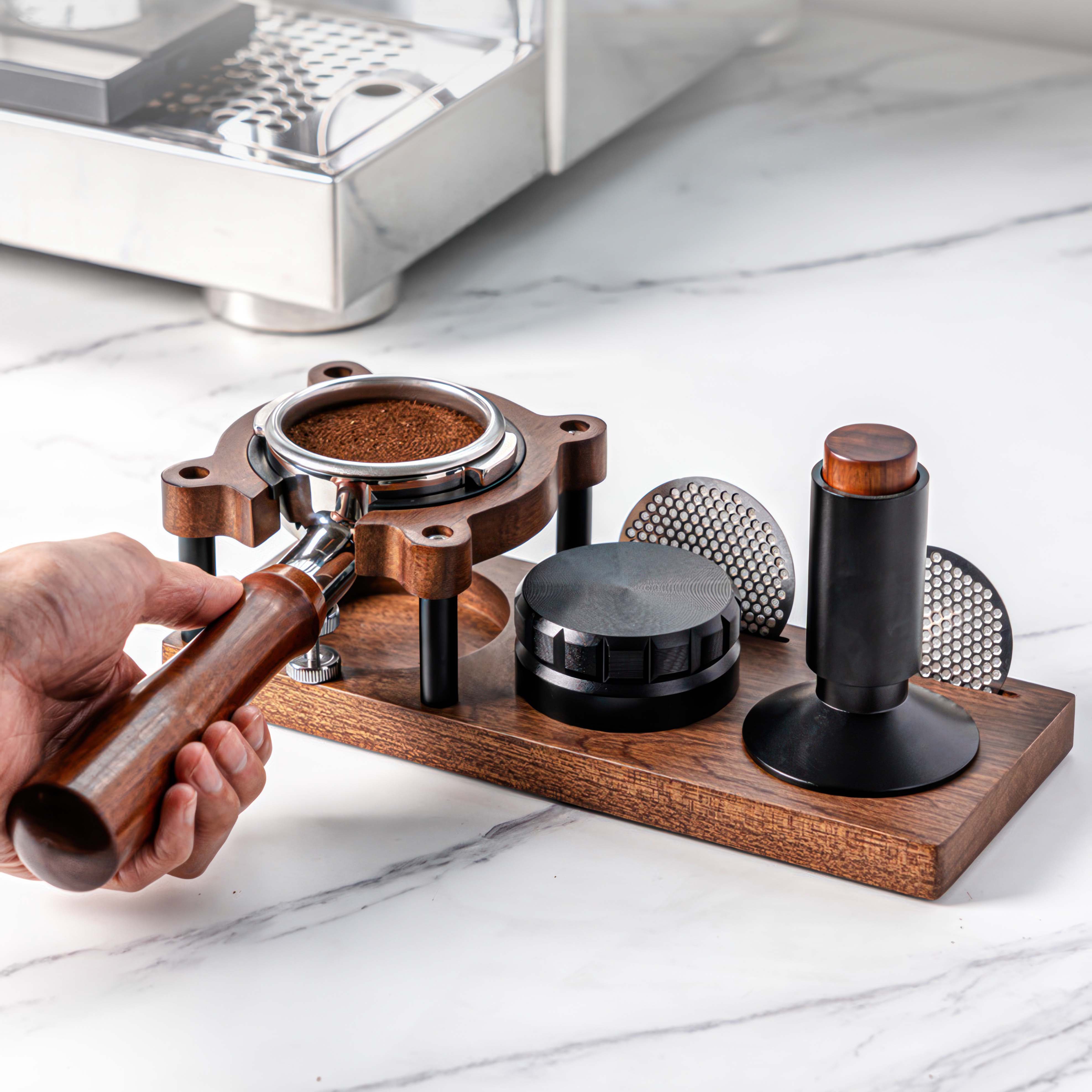 Coffee Solid Wood Tamper Holder Adjustable - Lastaforest