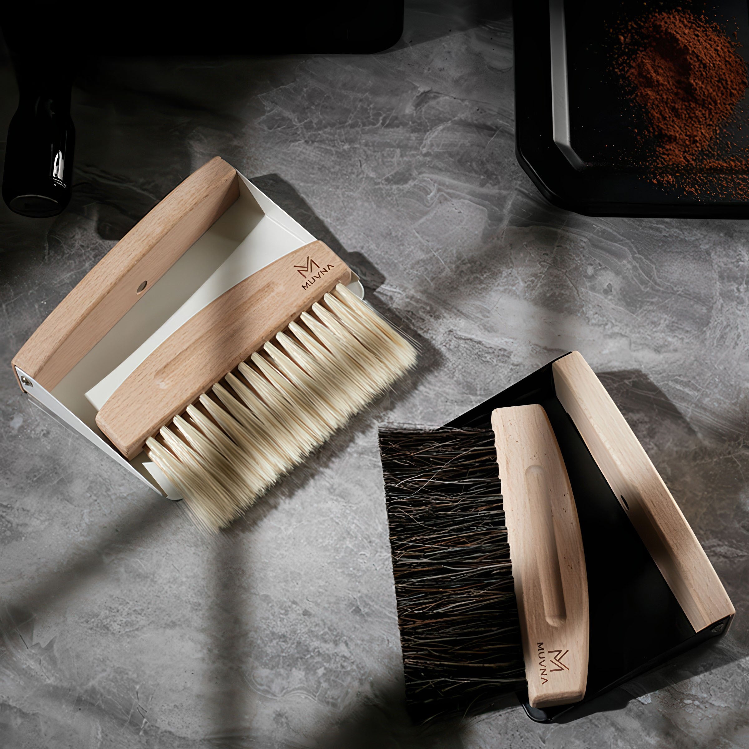 Solid Wood Coffee Cleaning Brush Set