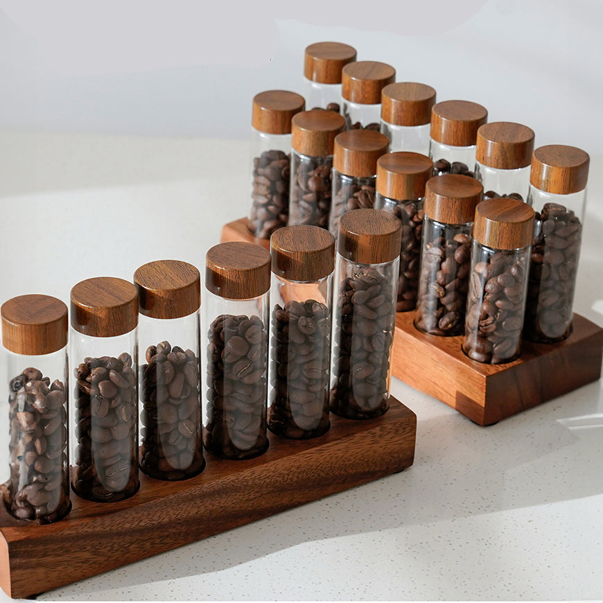 Coffee Beans Storage Container Tube Glass Display Rack - Lastaforest