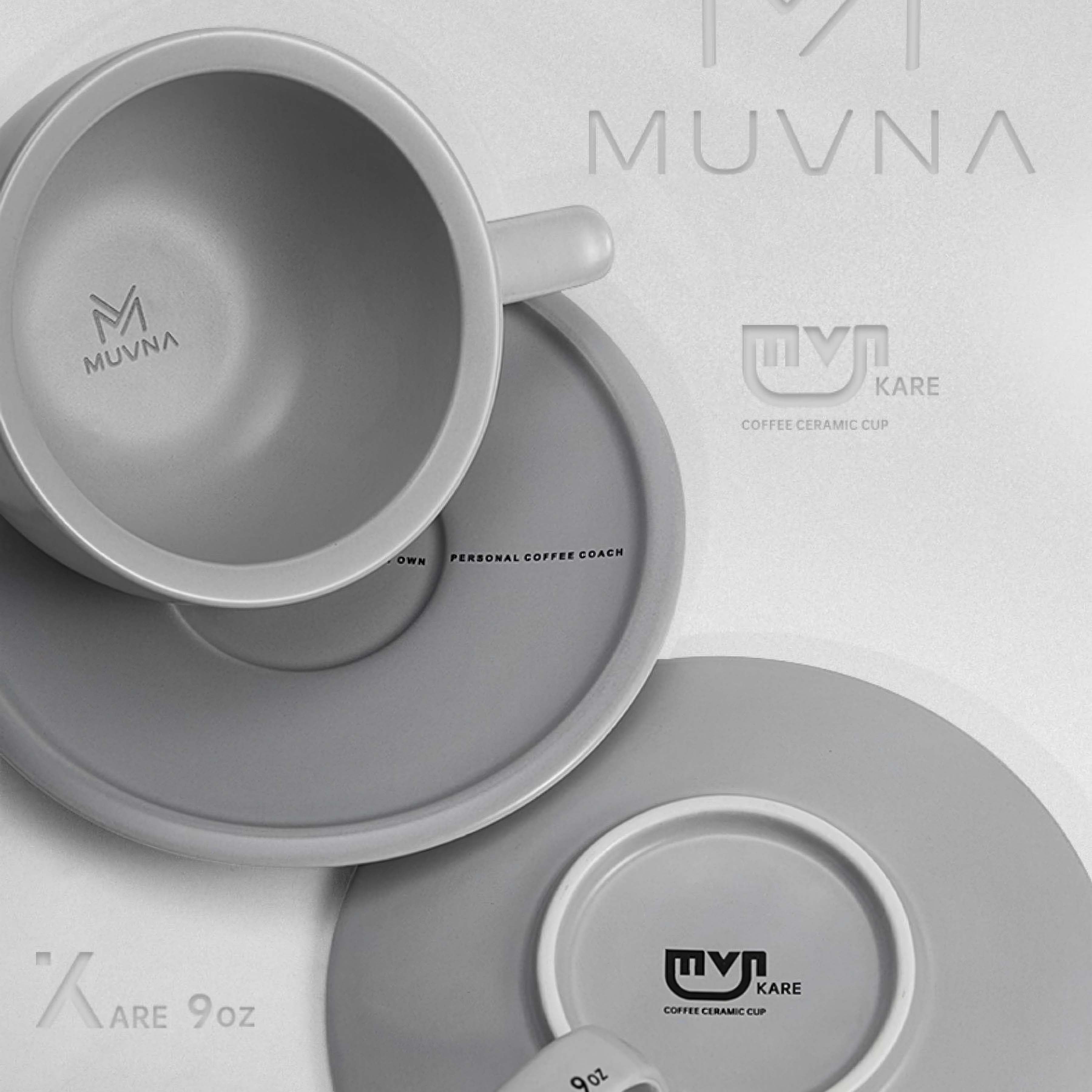 Embossed Ceramic Latte Cup 280ml - MUVNA - Lastaforest