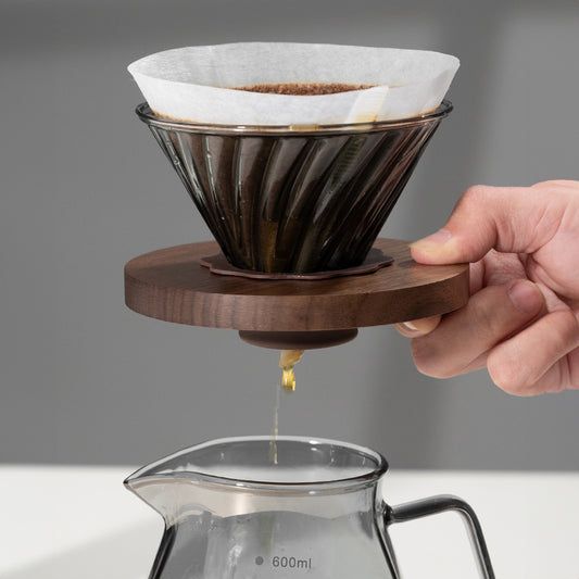 Coffee Brewing V60 Set with Walnut Wood Holder and Sharing Pot