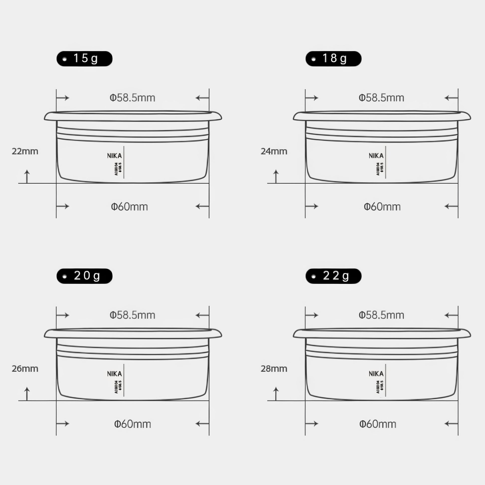 Coffee Espresso Filter Baskets Precision 58.5mm - MUVNA - Lastaforest