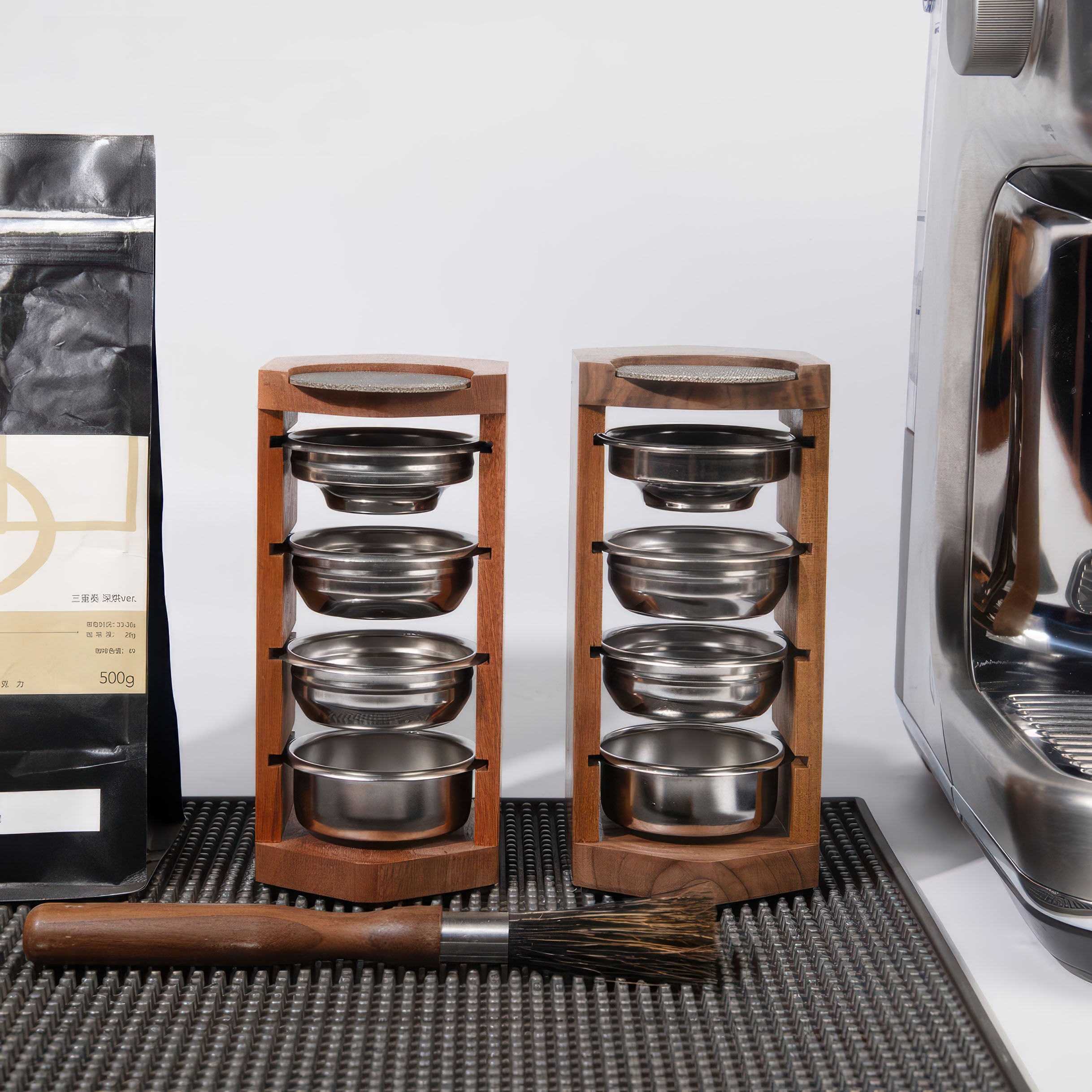 Handcrafted Wooden Portafilter Basket Storage