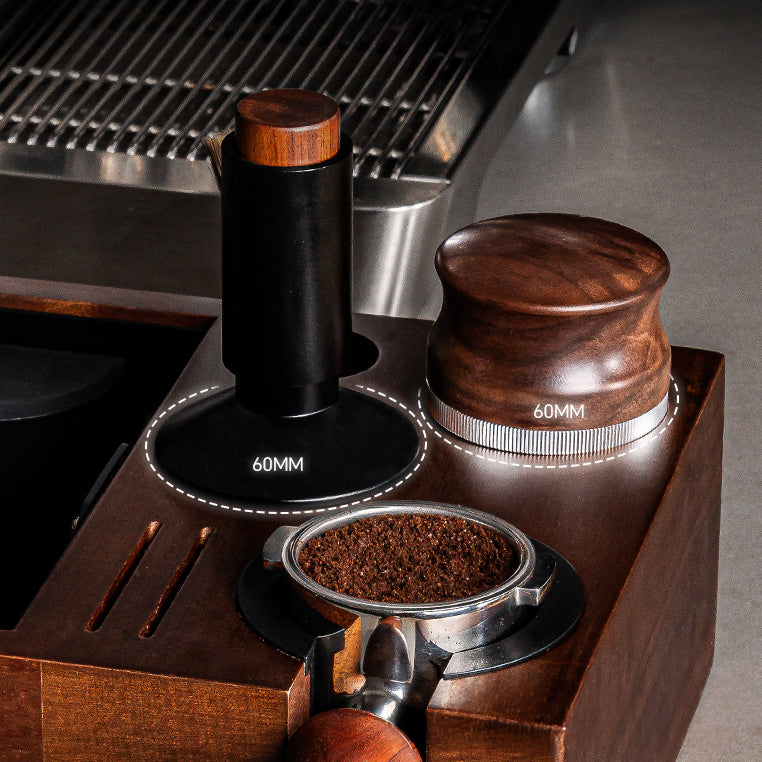Solid Wood Coffee Tamper Station with Integrated Grounds Box - Lastaforest