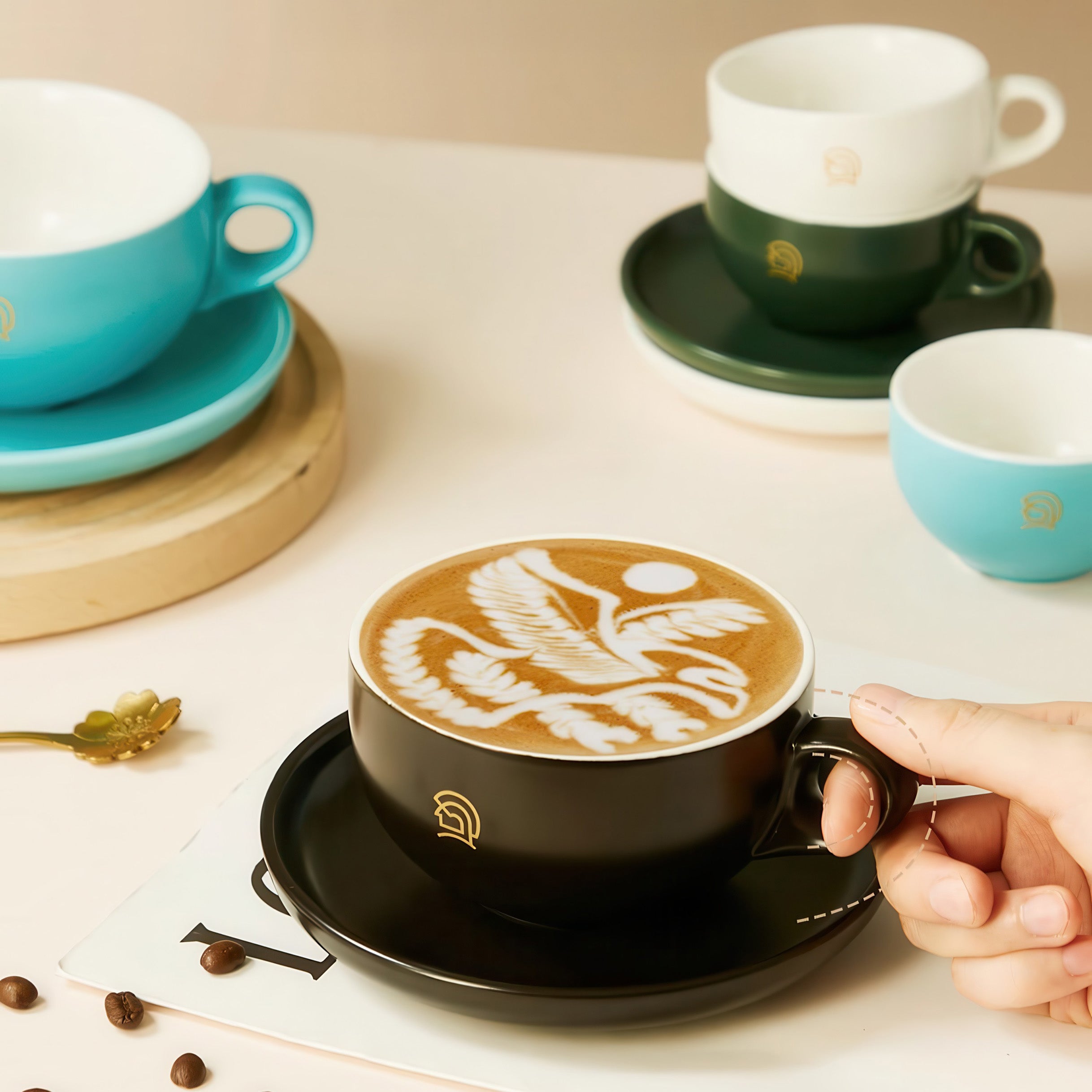 Keramik-Kaffeetasse mit Untertasse Set