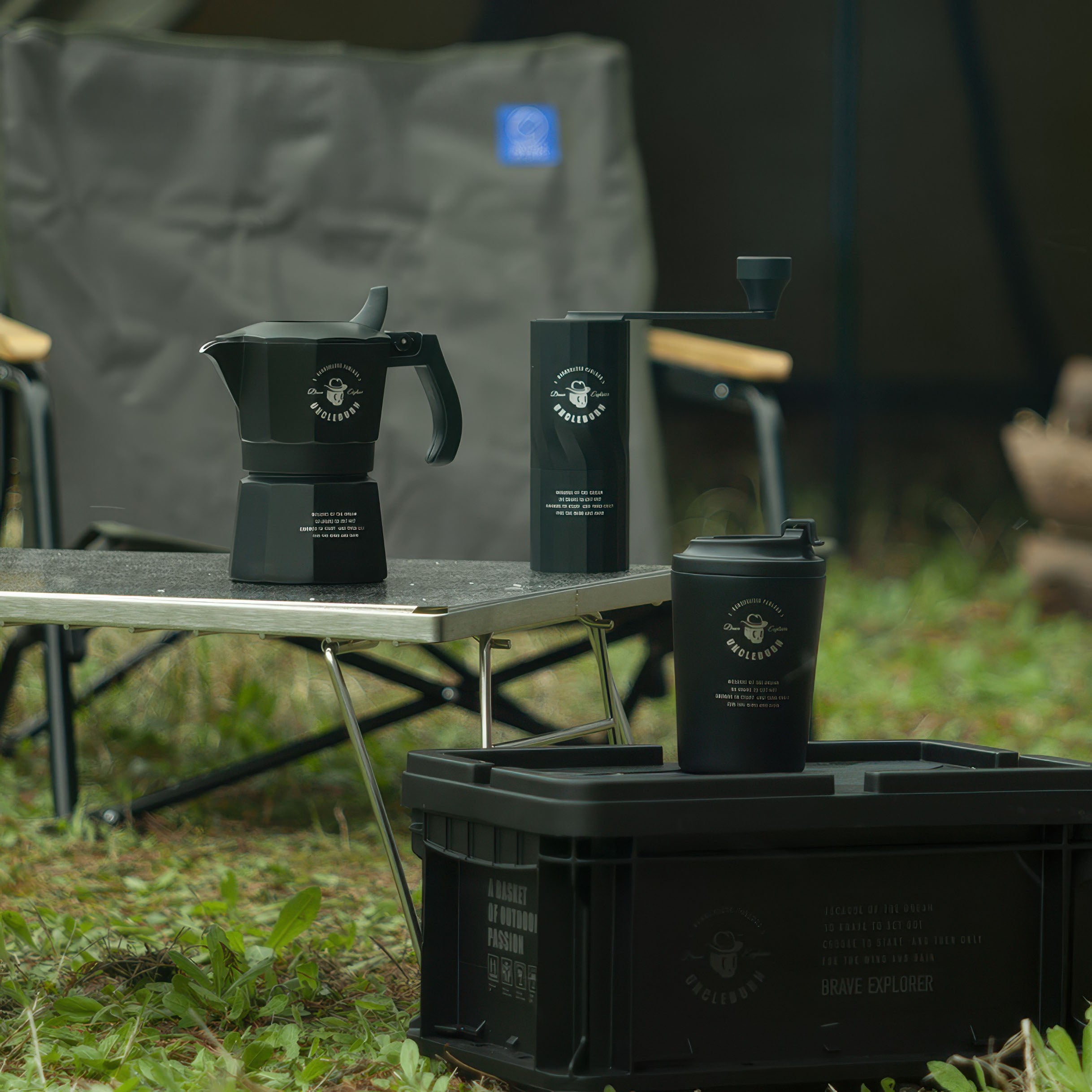 Travel Coffee Case with Moka Pot & Manual Grinder