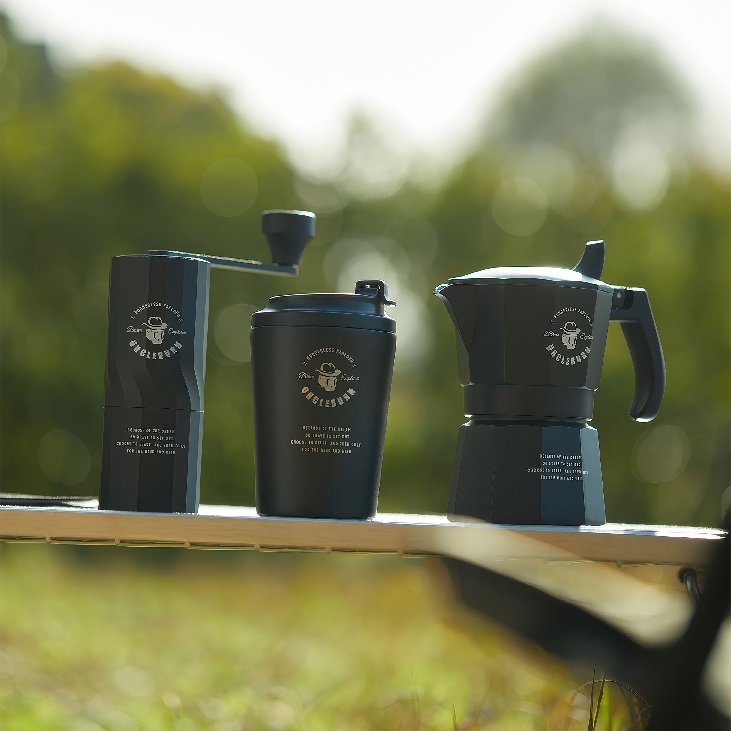 Travel Coffee Case with Moka Pot & Manual Grinder