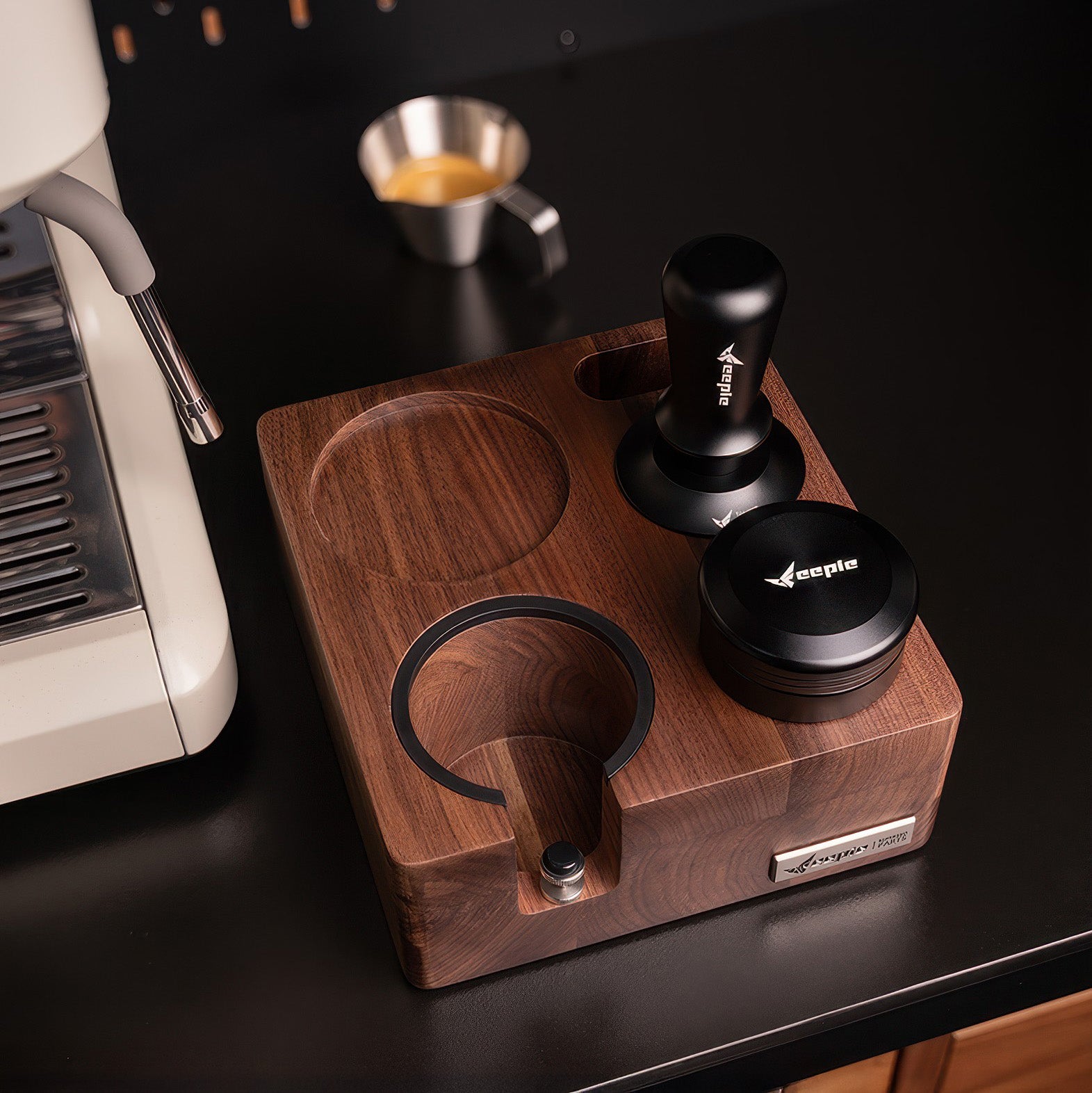 Walnut Wood Coffee Tamping Station - Thumbnail 4