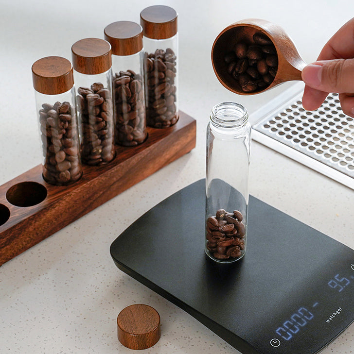 Coffee Beans Storage Container Tube Glass Display Rack - Lastaforest