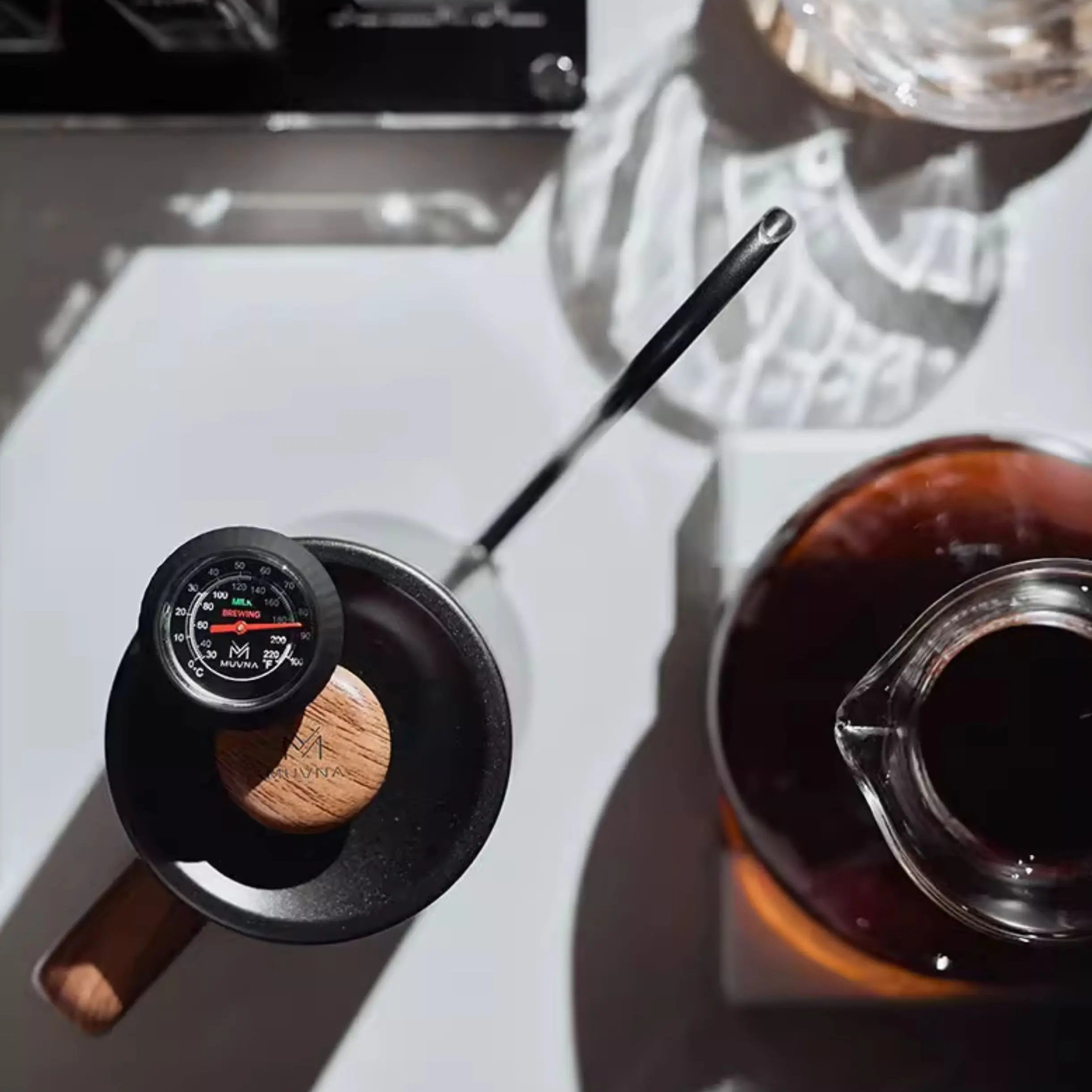 MUVNA Bar Mechanical ThermometerHand-poured Espresso Milk Foam Clip Thermometer