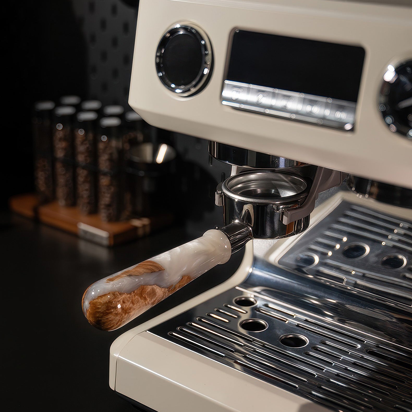 Bottomless 58mm Portafilter Walnut Resin Handle | Lastaforest