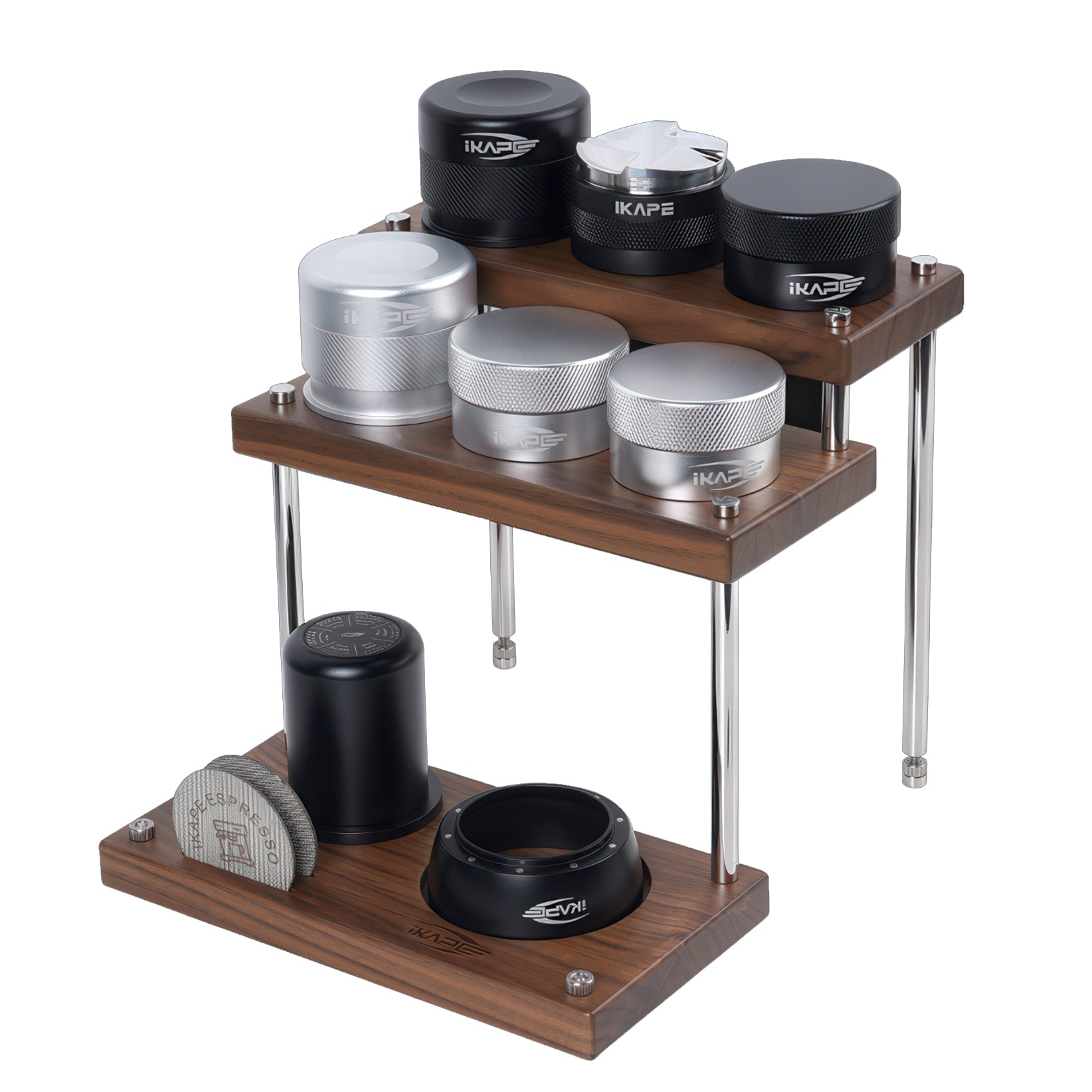 Walnut Coffee Utensils Organizer 3 Tiers