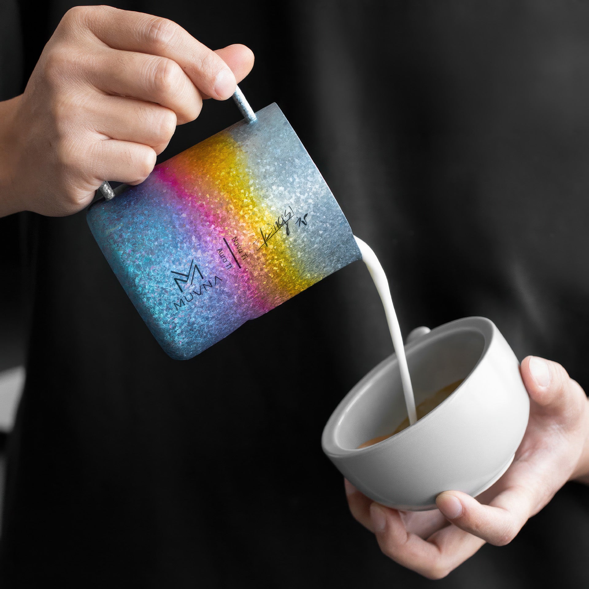 Aurora Crystal Titanium Latte Pitcher