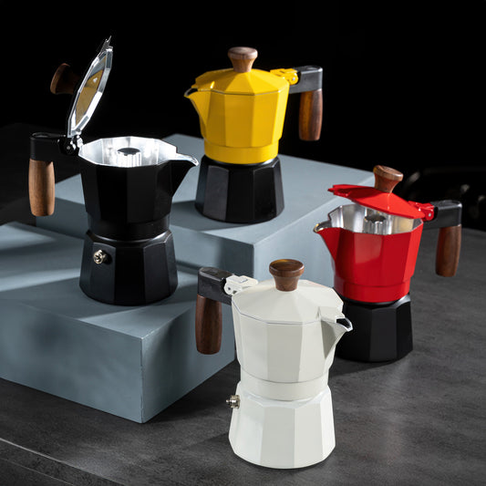 Wooden Handle Espresso Maker Moka Coffee Pot