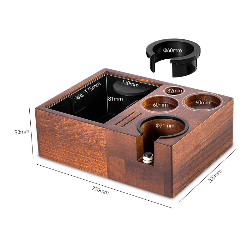 Solid Wood Coffee Tamper Station with Integrated Grounds Box - Lastaforest