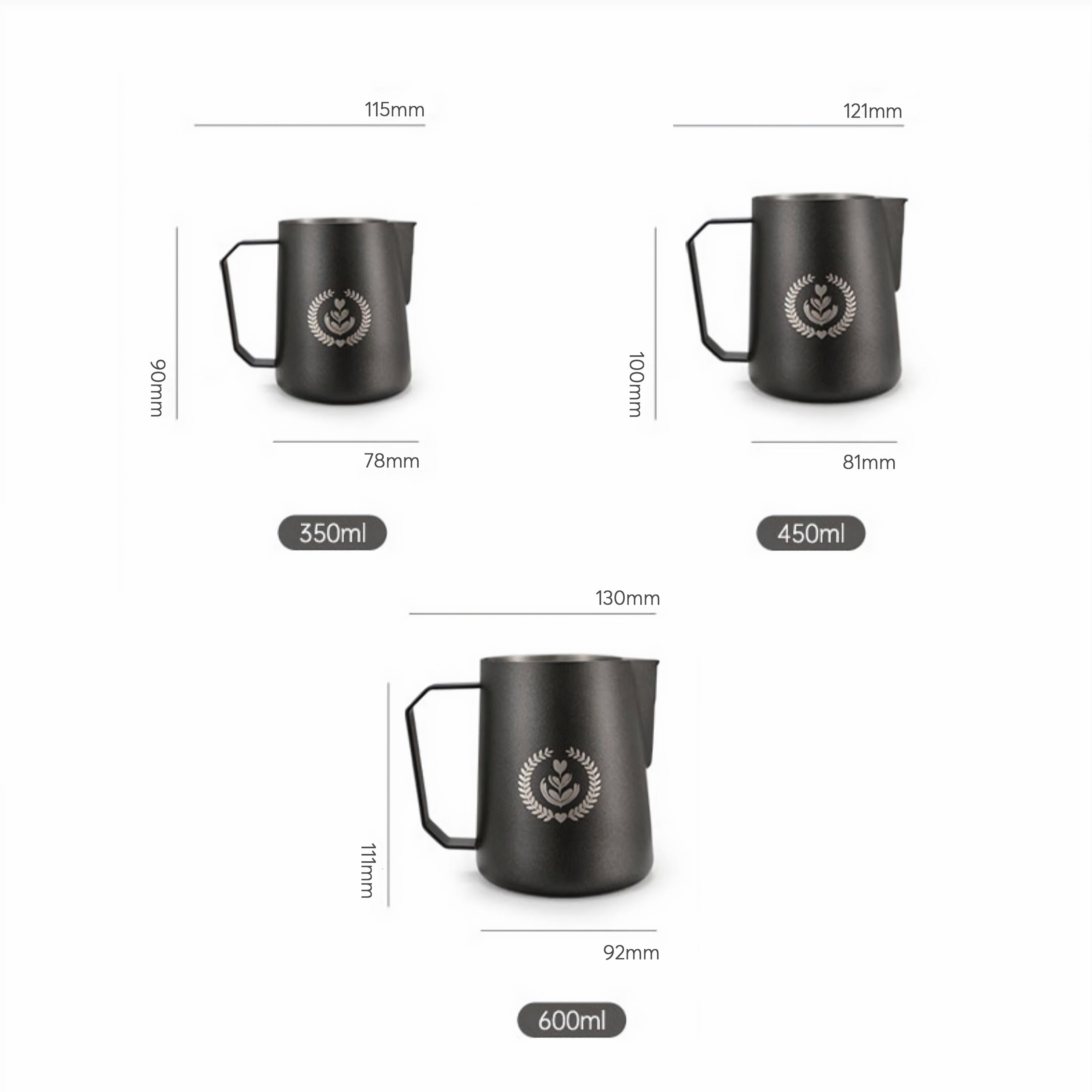 Non-Stick Latte Art Milk Jug for Cappuccino and Coffee Ver II - MUVNA - Lastaforest