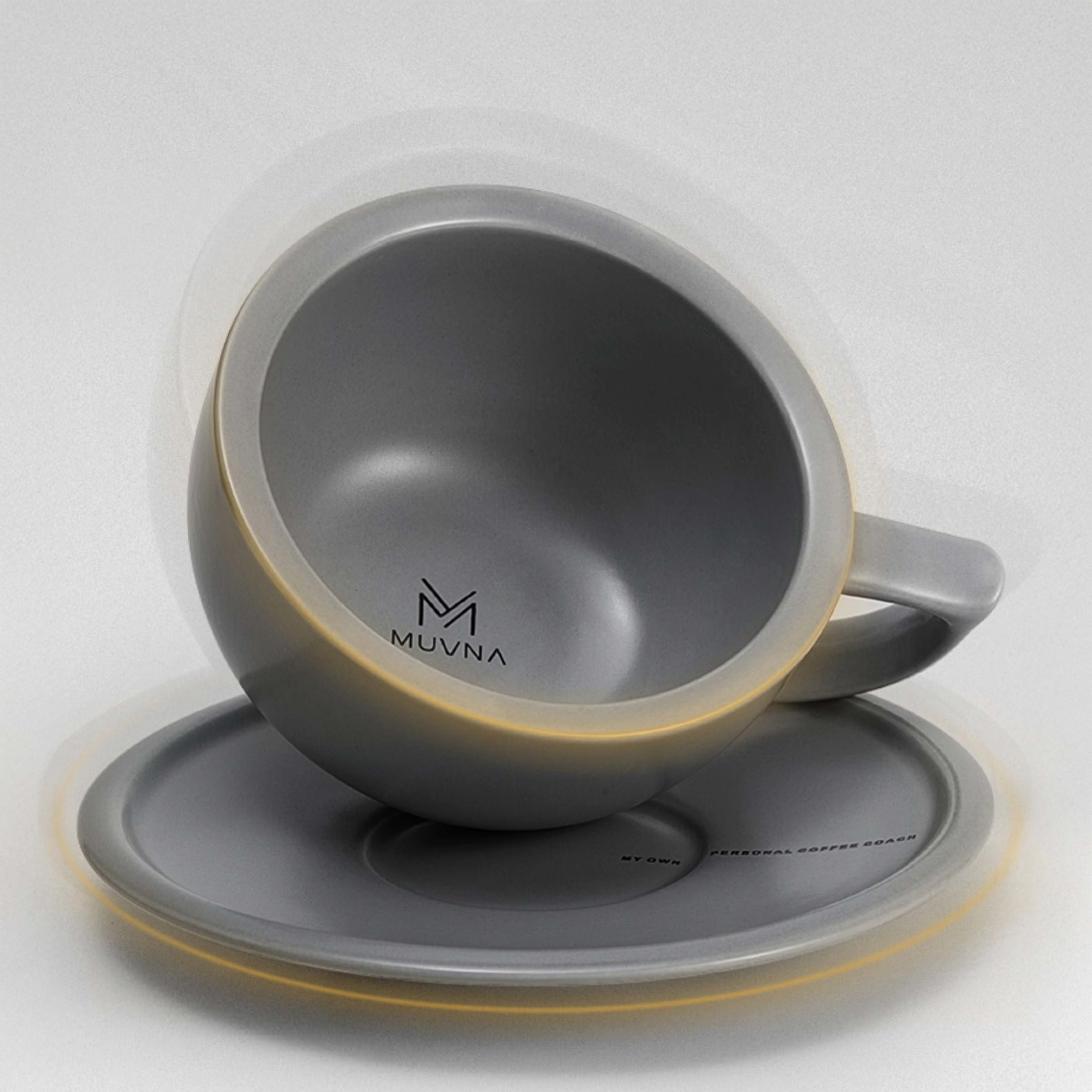 Embossed Ceramic Latte Cup 280ml - MUVNA - Lastaforest