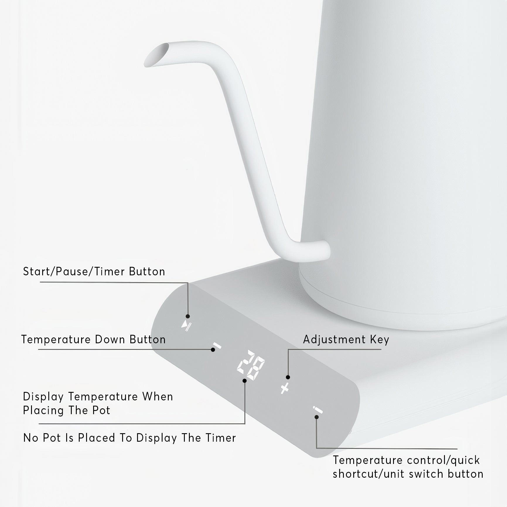 Electric Hand Brewed Coffee Kettle with Temperature Control - Cafe De Kona - Lastaforest