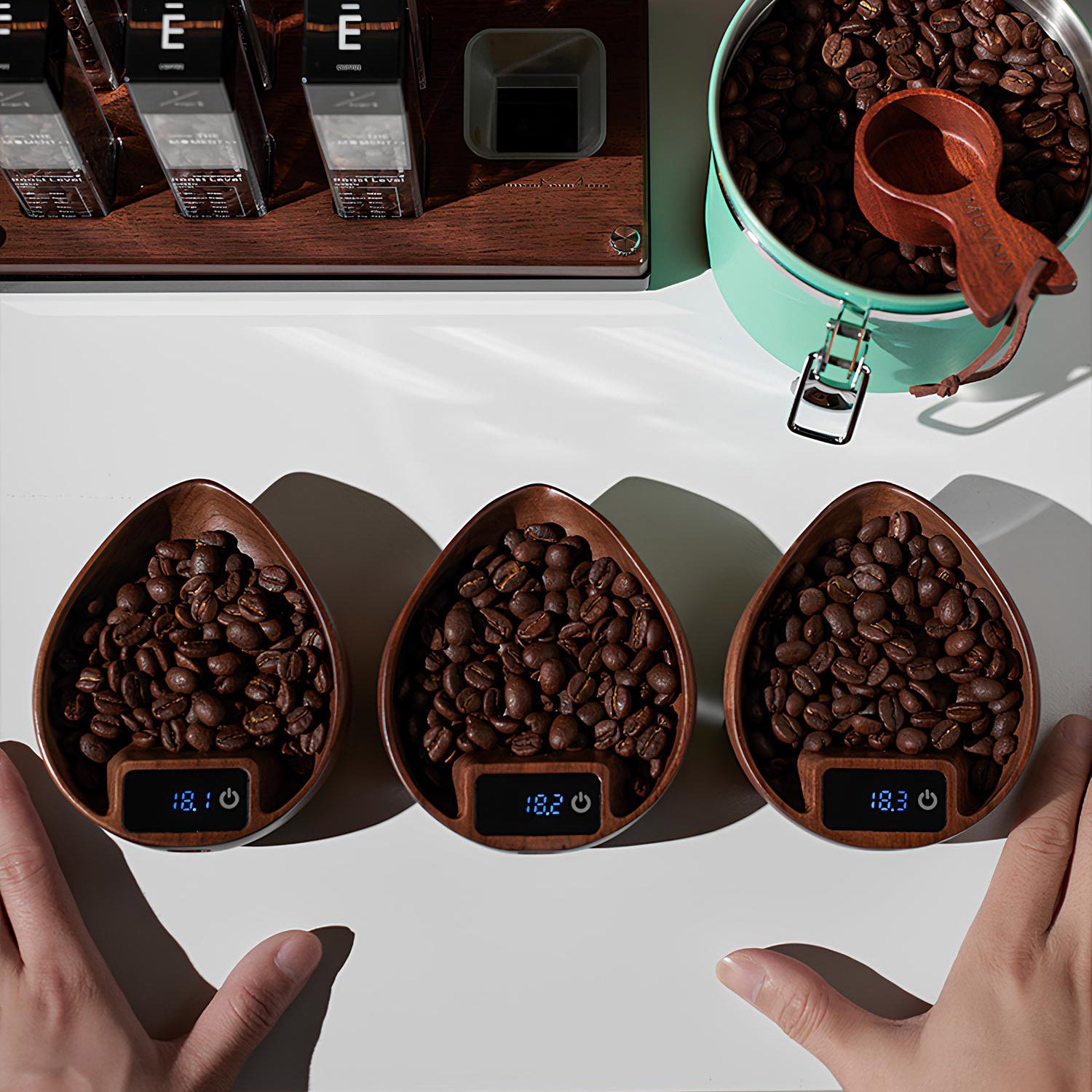 Electronic Walnut Coffee Scale With Leaf Shade - MUVNA - Lastaforest