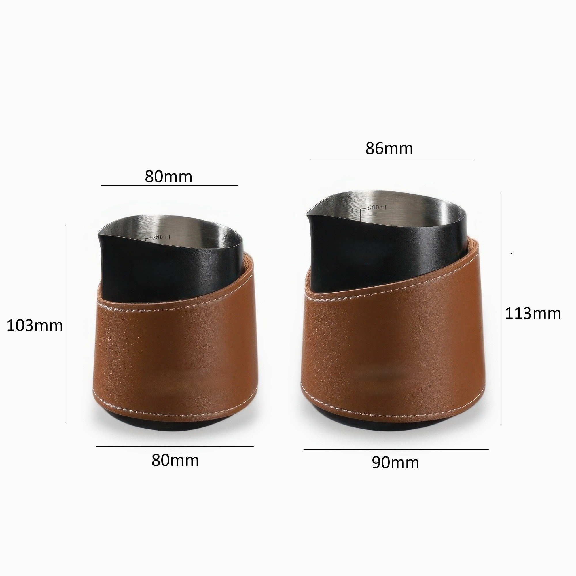 Latte Art Pitcher with Leather Heat Sleeve